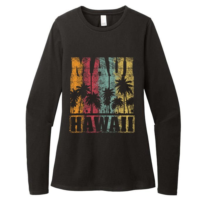 Retro Vintage Tropical Maui Hawaii Womens CVC Long Sleeve Shirt