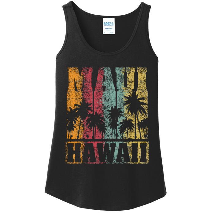 Retro Vintage Tropical Maui Hawaii Ladies Essential Tank