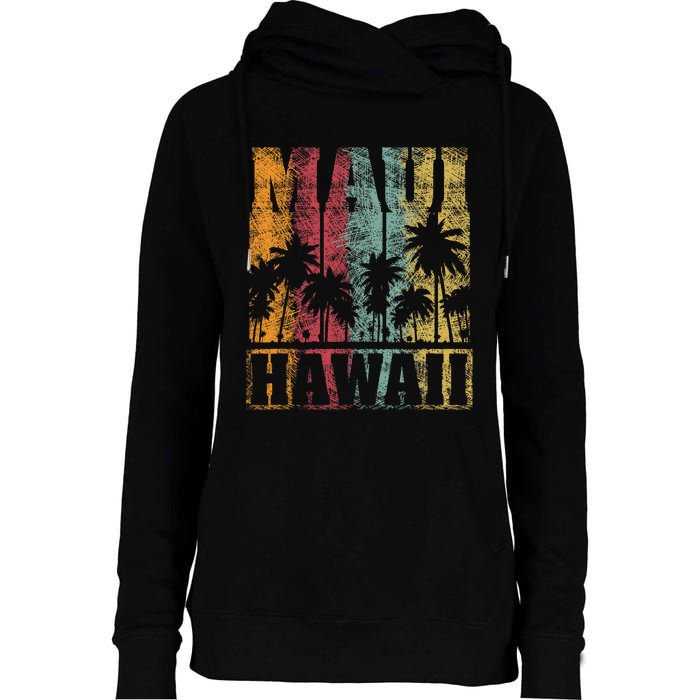 Retro Vintage Tropical Maui Hawaii Womens Funnel Neck Pullover Hood