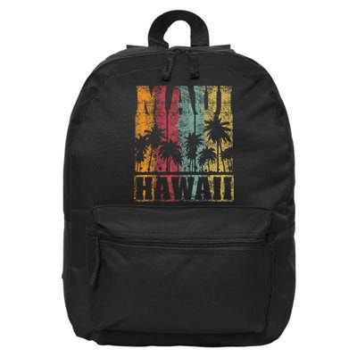 Retro Vintage Tropical Maui Hawaii 16 in Basic Backpack