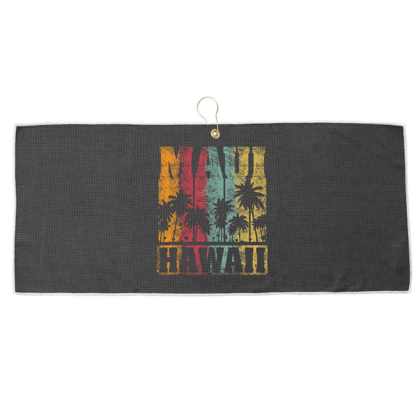 Retro Vintage Tropical Maui Hawaii Large Microfiber Waffle Golf Towel