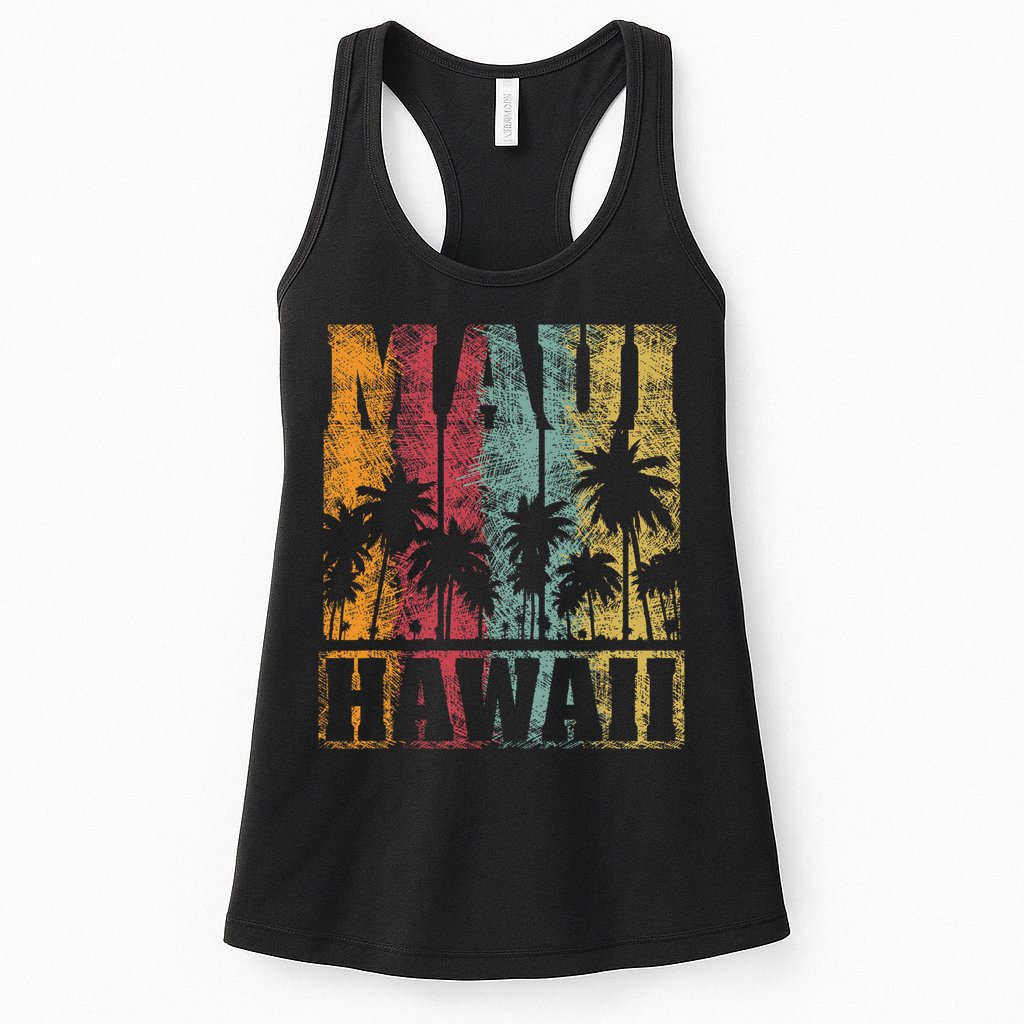 Retro Vintage Tropical Maui Hawaii Womens Tank Top