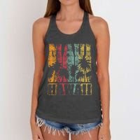 Retro Vintage Tropical Maui Hawaii Women's Knotted Racerback Tank