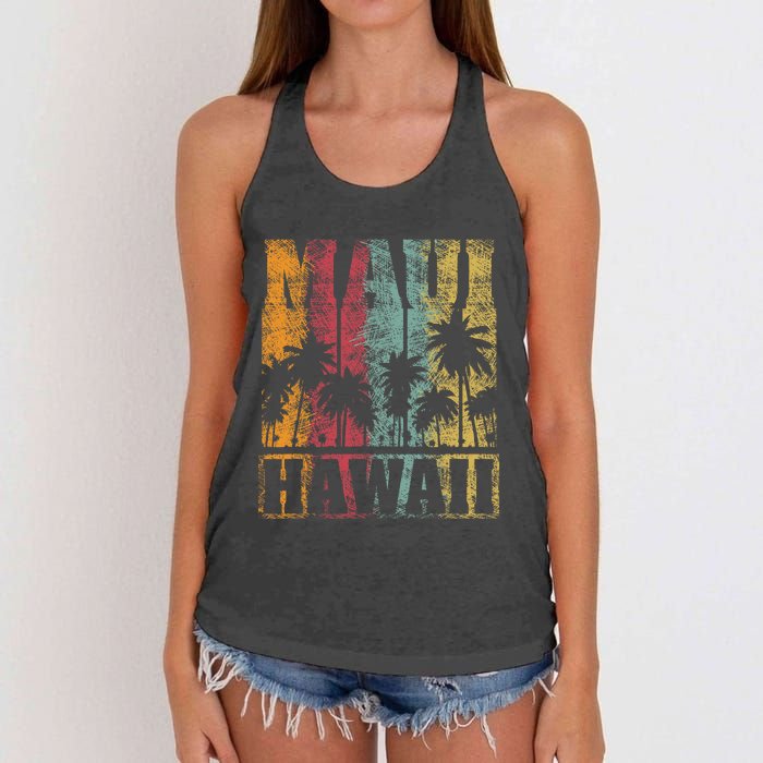 Retro Vintage Tropical Maui Hawaii Women's Knotted Racerback Tank