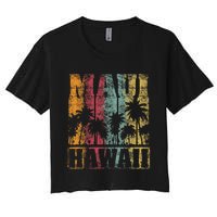 Retro Vintage Tropical Maui Hawaii Women's Crop Top Tee