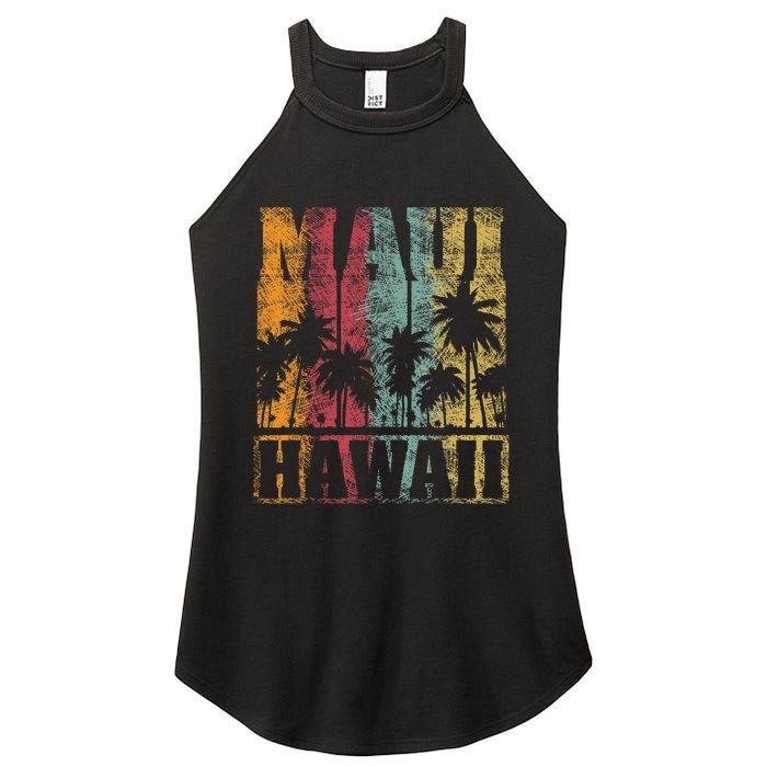 Retro Vintage Tropical Maui Hawaii Women's Perfect Tri Rocker Tank