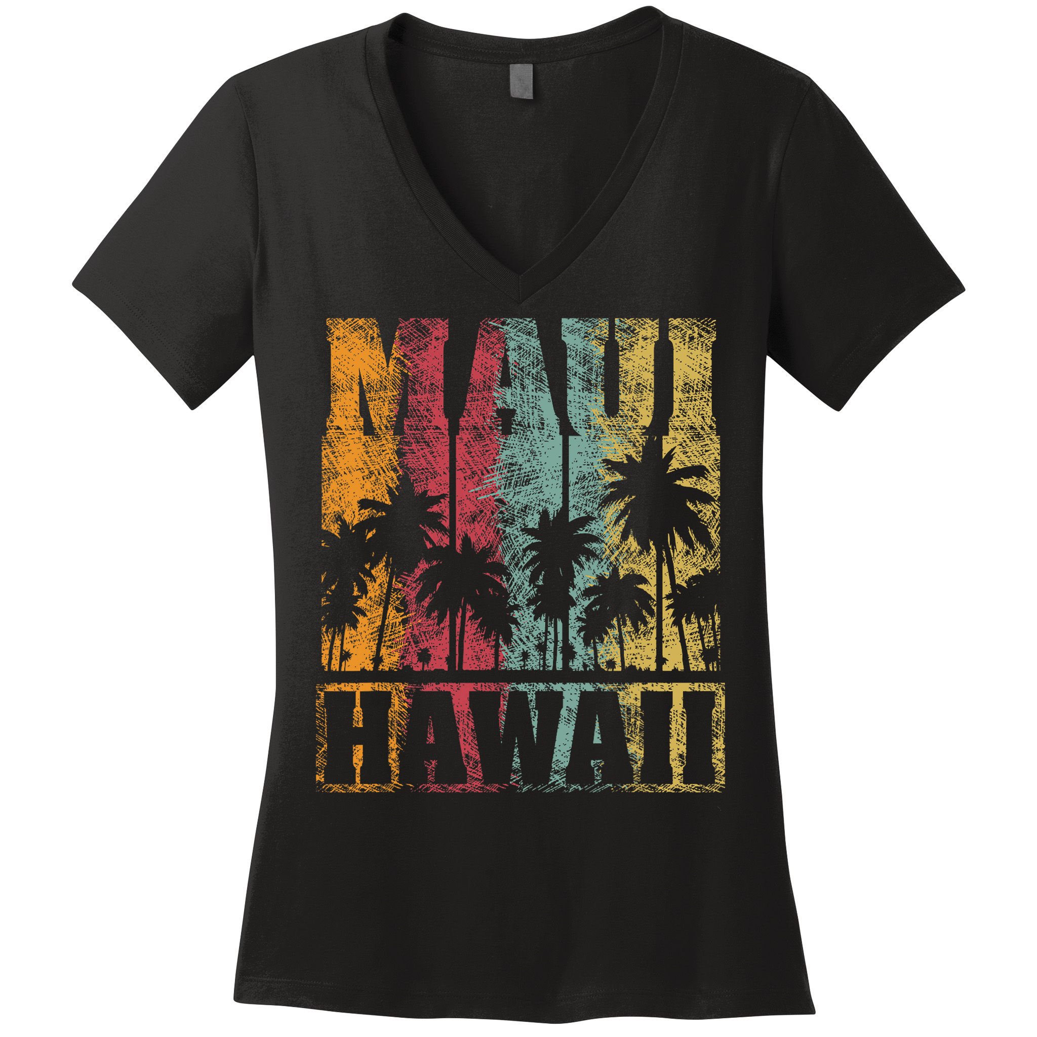 Retro Vintage Tropical Maui Hawaii Women's V-Neck T-Shirt