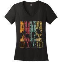 Retro Vintage Tropical Maui Hawaii Women's V-Neck T-Shirt