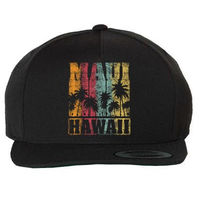 Retro Vintage Tropical Maui Hawaii Wool Snapback Cap