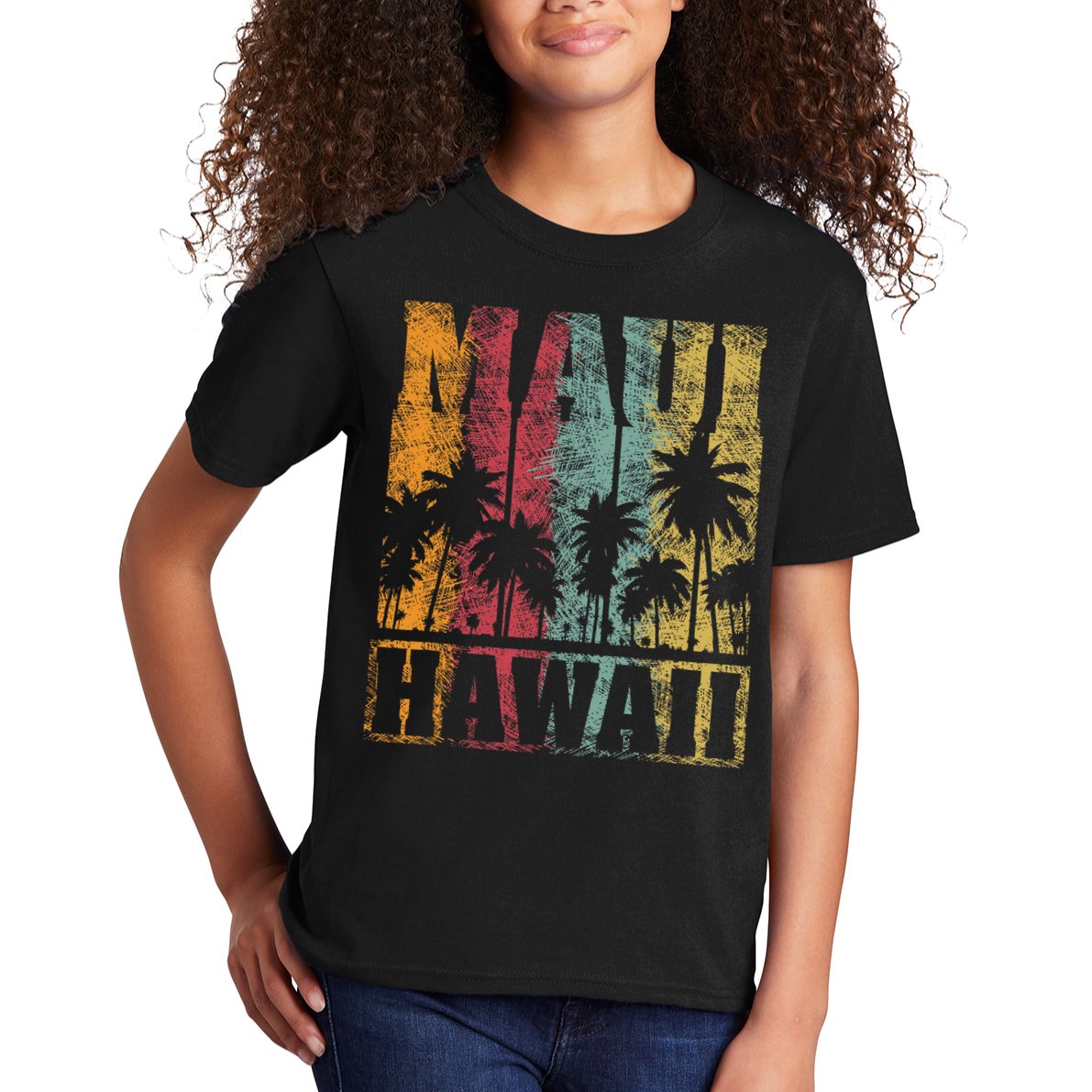 Retro Vintage Tropical Maui Hawaii Kids T-Shirt