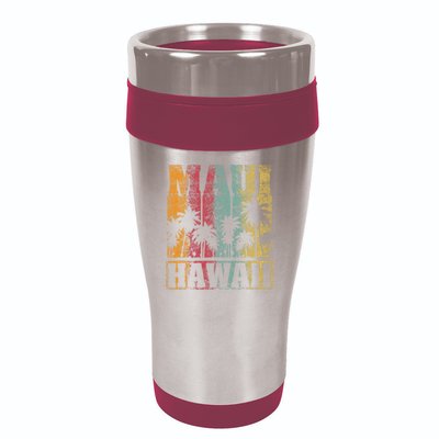 Retro Vintage Tropical Maui Hawaii 16oz Travel Tumbler