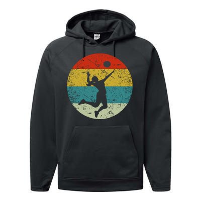 Retro Vintage Volleyball Performance Fleece Hoodie