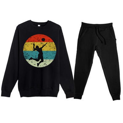 Retro Vintage Volleyball Premium Crewneck Sweatsuit Set