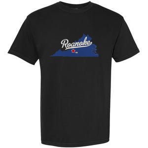 Roanoke Virginia VA Map Garment-Dyed Heavyweight T-Shirt