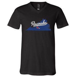 Roanoke Virginia VA Map V-Neck T-Shirt