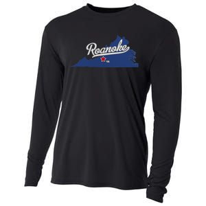 Roanoke Virginia VA Map Cooling Performance Long Sleeve Crew