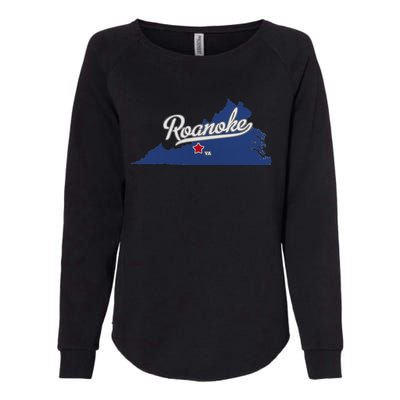 Roanoke Virginia VA Map Womens California Wash Sweatshirt