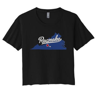 Roanoke Virginia VA Map Women's Crop Top Tee