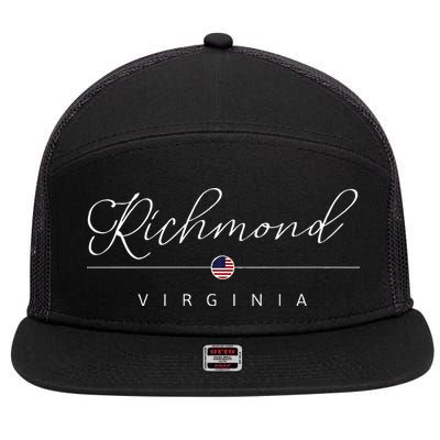 Richmond Virginia Va On Richmond 7 Panel Mesh Trucker Snapback Hat