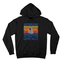 Retro Vintage Veterans Voting For Harris Walz Waltz 2024 Gift Hoodie