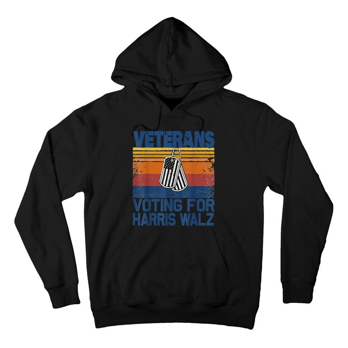 Retro Vintage Veterans Voting For Harris Walz Waltz 2024 Gift Hoodie