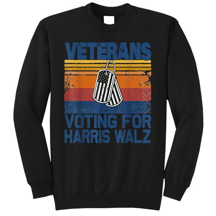 Retro Vintage Veterans Voting For Harris Walz Waltz 2024 Gift Sweatshirt