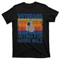 Retro Vintage Veterans Voting For Harris Walz Waltz 2024 Gift T-Shirt