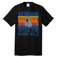 Retro Vintage Veterans Voting For Harris Walz Waltz 2024 Gift Tall T-Shirt