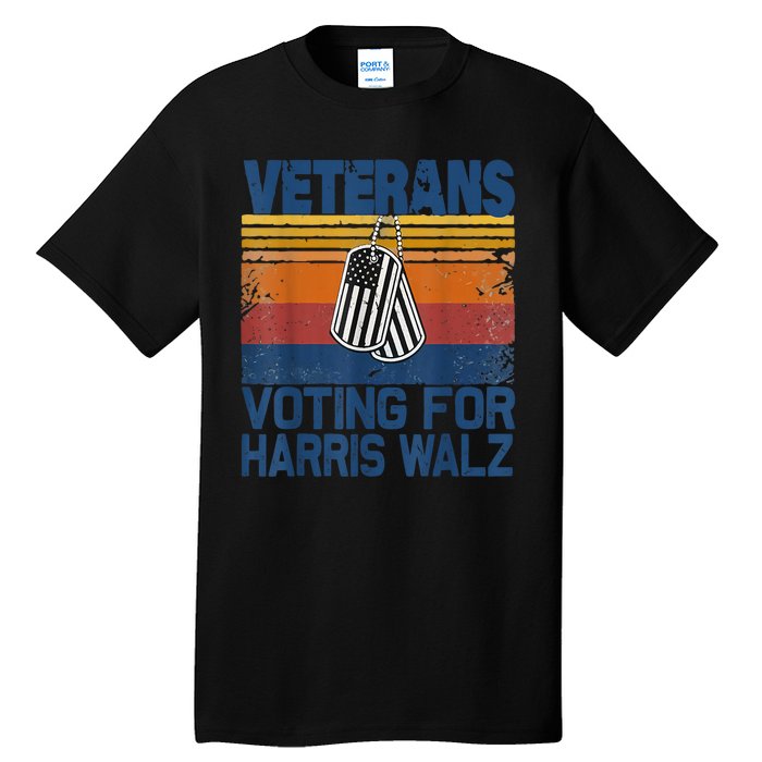 Retro Vintage Veterans Voting For Harris Walz Waltz 2024 Gift Tall T-Shirt