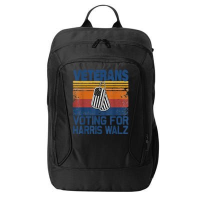 Retro Vintage Veterans Voting For Harris Walz Waltz 2024 Gift City Backpack