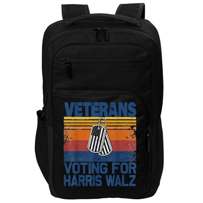 Retro Vintage Veterans Voting For Harris Walz Waltz 2024 Gift Impact Tech Backpack