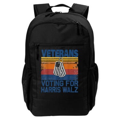 Retro Vintage Veterans Voting For Harris Walz Waltz 2024 Gift Daily Commute Backpack