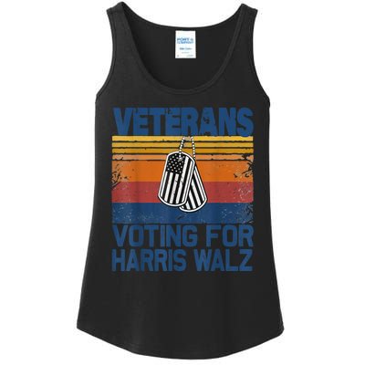 Retro Vintage Veterans Voting For Harris Walz Waltz 2024 Gift Ladies Essential Tank