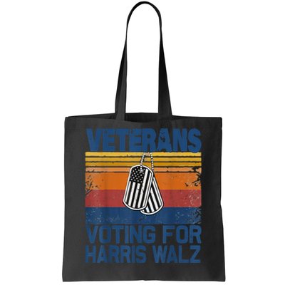 Retro Vintage Veterans Voting For Harris Walz Waltz 2024 Gift Tote Bag