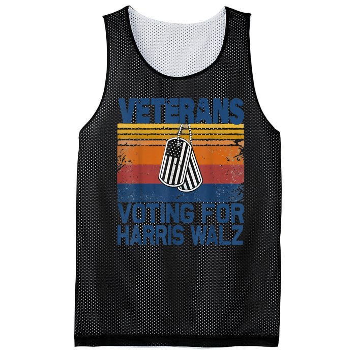 Retro Vintage Veterans Voting For Harris Walz Waltz 2024 Gift Mesh Reversible Basketball Jersey Tank