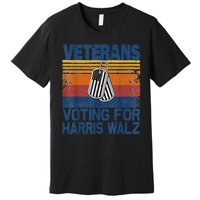 Retro Vintage Veterans Voting For Harris Walz Waltz 2024 Gift Premium T-Shirt