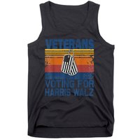 Retro Vintage Veterans Voting For Harris Walz Waltz 2024 Gift Tank Top