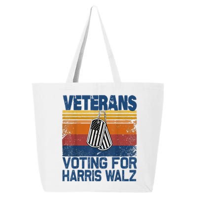 Retro Vintage Veterans Voting For Harris Walz Waltz 2024 Gift 25L Jumbo Tote