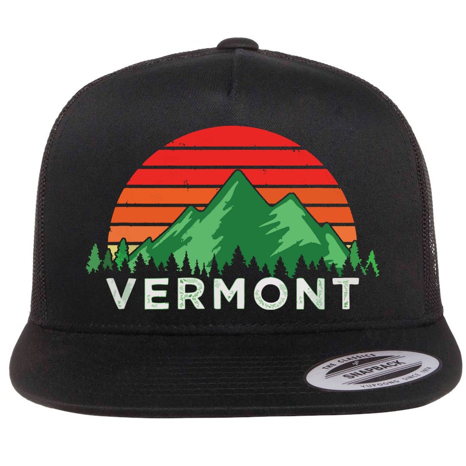 Retro Vintage Vermont Design Vermont Gift Flat Bill Trucker Hat