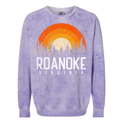 Roanoke Virginia Va Funny Gift Vintage 70s 80s 90s Retro Gift Funny Gift Colorblast Crewneck Sweatshirt