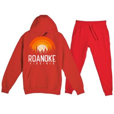 Roanoke Virginia Va Funny Gift Vintage 70s 80s 90s Retro Gift Funny Gift Premium Hooded Sweatsuit Set