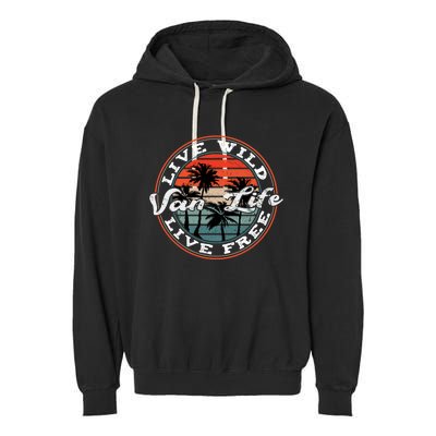 Retro Vintage Van Life Gift Garment-Dyed Fleece Hoodie