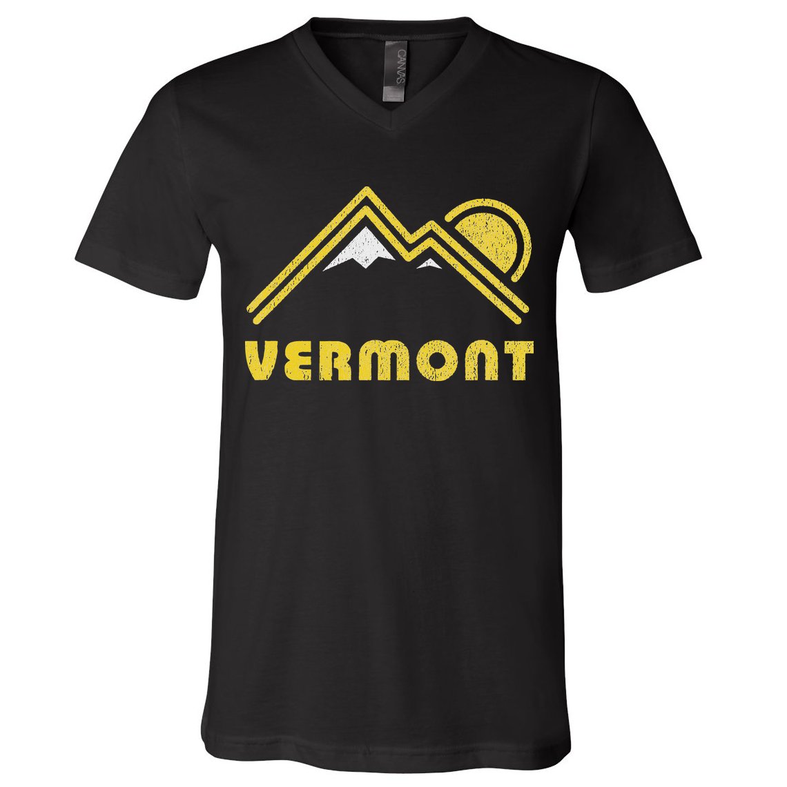 Retro Vermont Vt Vintage Mountains Design V-Neck T-Shirt