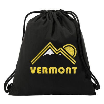 Retro Vermont Vt Vintage Mountains Design Drawstring Bag
