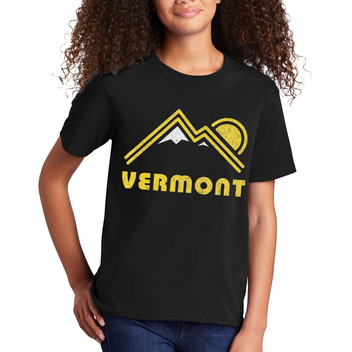 Retro Vermont Vt Vintage Mountains Design Kids T-Shirt