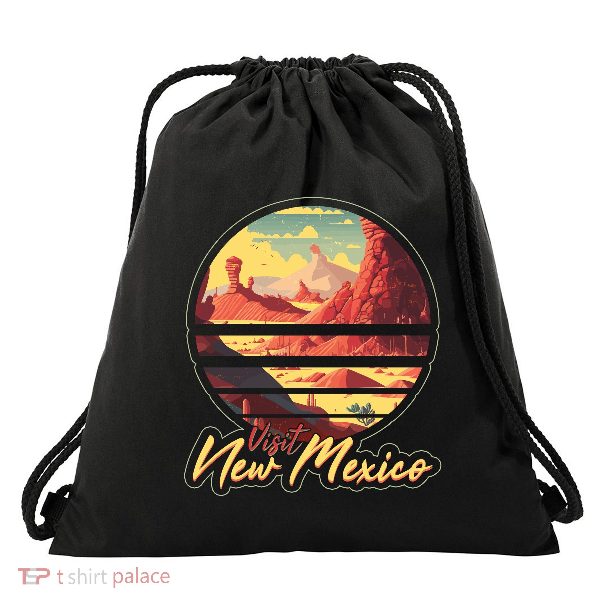 Retro Vintage Visit New Mexico Drawstring Bag