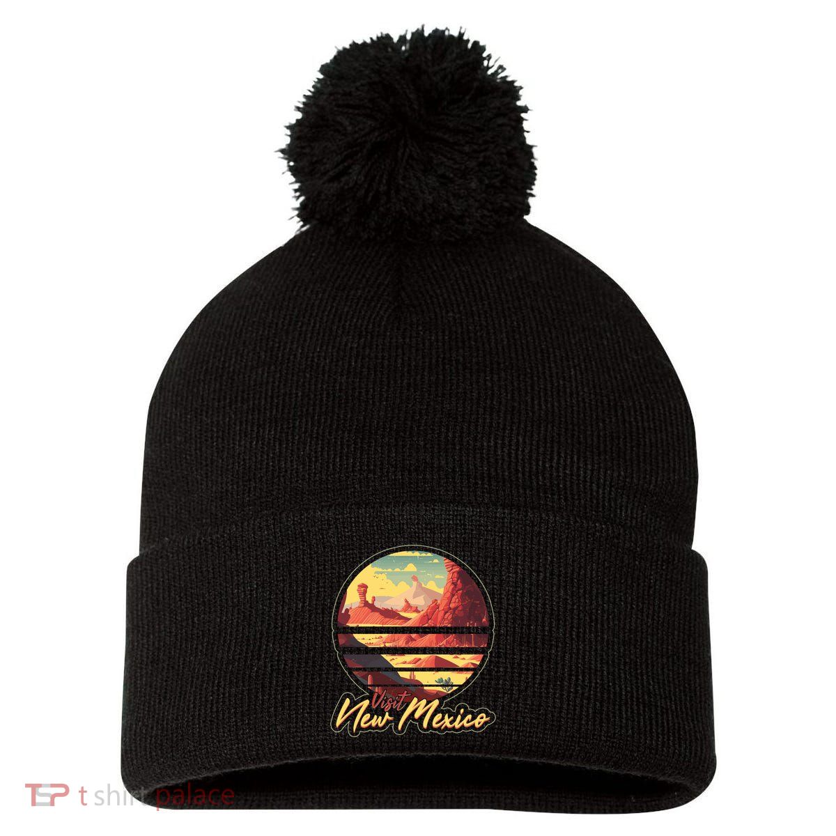 Retro Vintage Visit New Mexico Pom Pom 12in Knit Beanie