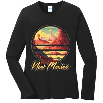 Retro Vintage Visit New Mexico Ladies Long Sleeve Shirt