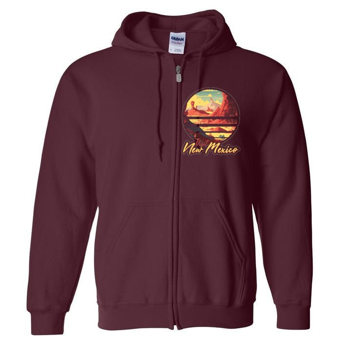 Retro Vintage Visit New Mexico Full Zip Hoodie