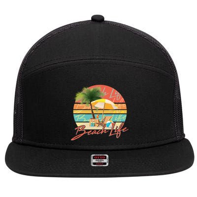 Retro Vintage Vacation Beach Life 7 Panel Mesh Trucker Snapback Hat